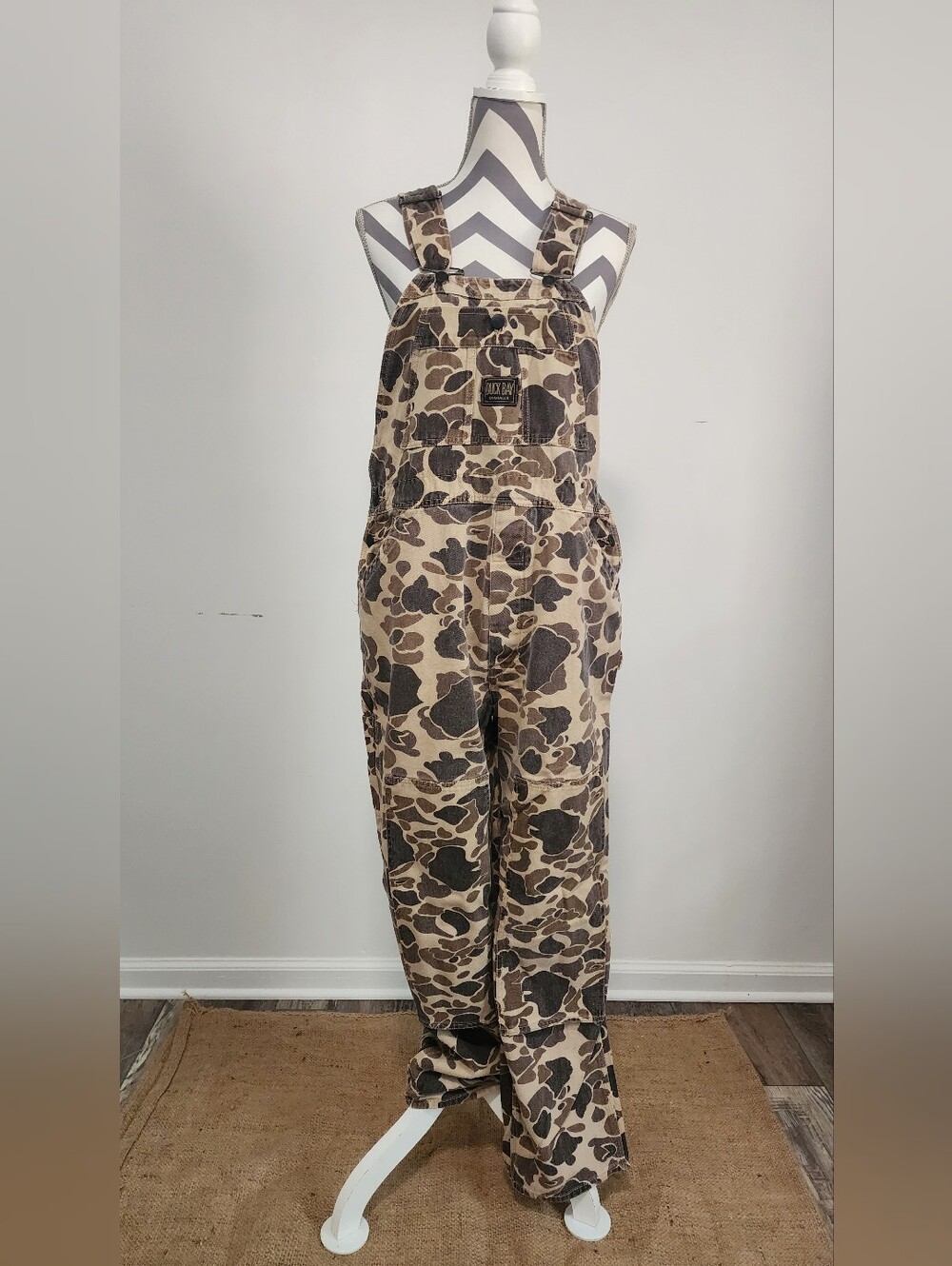 Vintage 80s Duck Bay Double Knee Camo Overalls